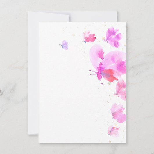 リトルバタフライピンクパープルバジェット1st誕生日 招待状 (裏面)