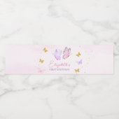 リトルバタフライピンクパープル金ゴールドガール誕生日 ペットボトルラベル (シングルラベル)