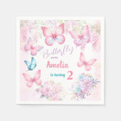 リトルバタフライピンクフローラサマーガール誕生日 スタンダードカクテルナプキン (正面)