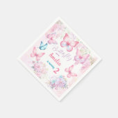 リトルバタフライピンクフローラサマーガール誕生日 スタンダードカクテルナプキン (角)