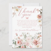 リトルバタフライピンクフローラベビーガールシャワー サンキューカード (正面)
