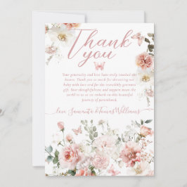 リトルバタフライピンクフローラベビーガールシャワー サンキューカード