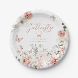 リトルバタフライピンクフローラベビーガールシャワー ペーパープレート
