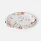 リトルバタフライピンクフローラベビーガールシャワー ペーパープレート (アングル)