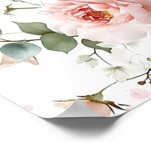 リトルバタフライピンクフローラベビーガールシャワー ポスター (角)