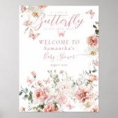 リトルバタフライピンクフローラベビーガールシャワー ポスター (正面)