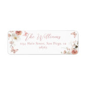 リトルバタフライピンクフローラベビーガールシャワー ラベル (正面)