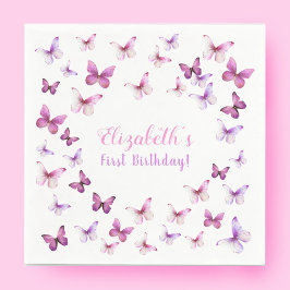 リトルバタフライファースト誕生日ベビーガール スタンダードカクテルナプキン