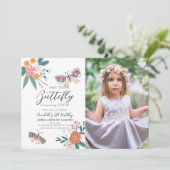 リトルバタフライフローラガール誕生日写真 招待状 (スタンド正面)