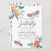 リトルバタフライフローラガール1st誕生日 招待状 (正面/裏面)