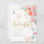 リトルバタフライブライトガーデンガールバースデーパーティー 招待状 (正面)