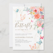 リトルバタフライブライトガーデンベビーガールシャワー 招待状 (正面)