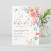 リトルバタフライブライトガーデンベビーガールシャワー 招待状 (スタンド正面)