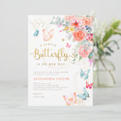 リトルバタフライブライトフローラベビーガールシャワー 招待状 (スタンド正面)