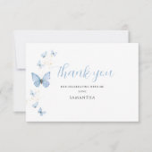 リトルバタフライブルーボーイベビーシャワー サンキューカード (正面)