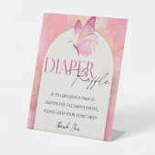 リトルバタフライベビーシャワーおむつラッフルシグン 台座サイン (正面)