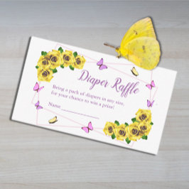 リトルバタフライベビーシャワーおむつラッフル エンクロージャーカード