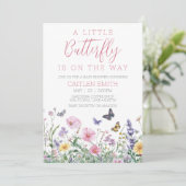 リトルバタフライベビーシャワーフローラ水色 招待状 (スタンド正面)