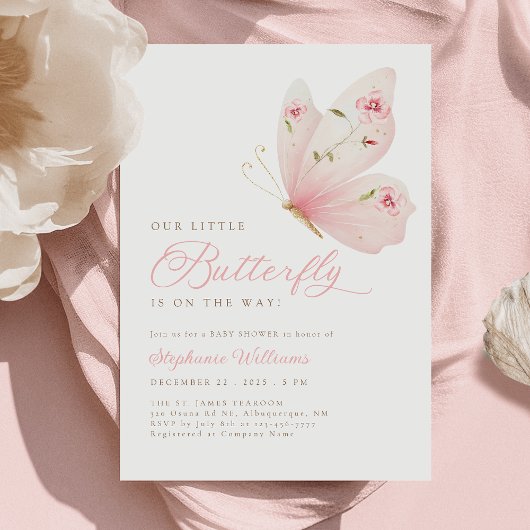 リトルバタフライベビーシャワー招待状 招待状