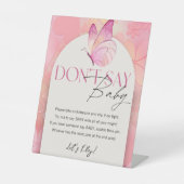 リトルバタフライベビーシャワー言わないベビーゲーム 台座サイン (正面)