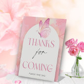 リトルバタフライベビーシャワー言わないベビーゲーム 台座サイン