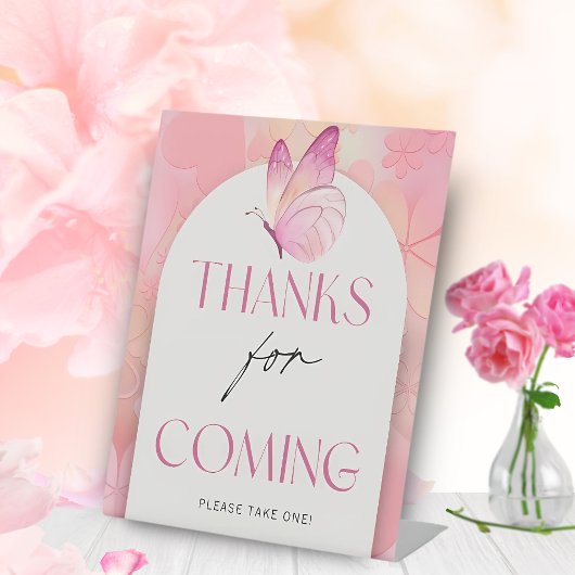 リトルバタフライベビーシャワー言わないベビーゲーム 台座サイン