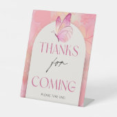 リトルバタフライベビーシャワー言わないベビーゲーム 台座サイン (正面)