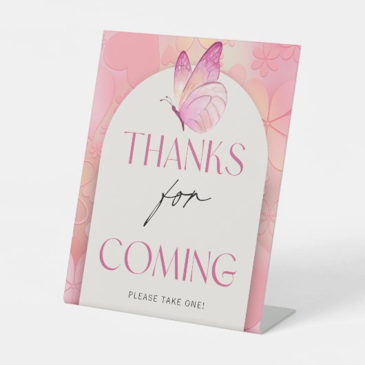 リトルバタフライベビーシャワー言わないベビーゲーム 台座サイン (正面)