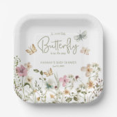 リトルバタフライボホベイビーシャワー ペーパープレート (正面)