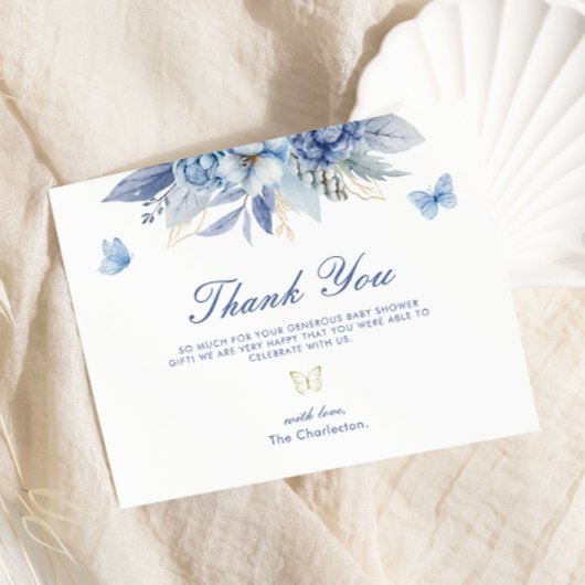 リトルバタフライボーイ赤ちゃんシャワー サンキューカード