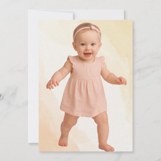 リトルバタフライマッシュルームワイルドフラワー誕生日 招待状 (裏面)