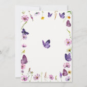 リトルバタフライワイルドパープルシック赤ちゃんガールシャワー 招待状 (裏面)