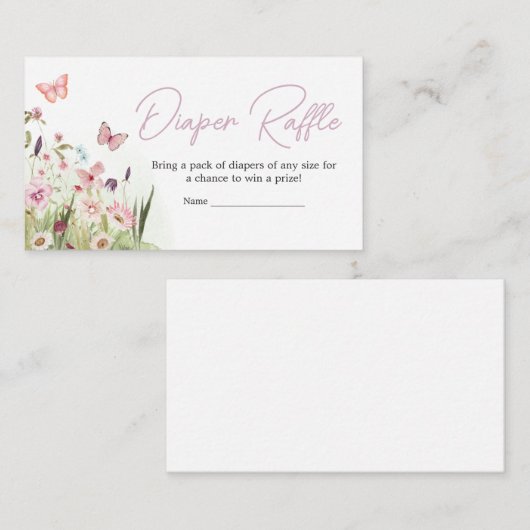 リトルバタフライワイルドフラワーおむつラッフル エンクロージャーカード (正面/裏面)