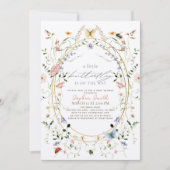 リトルバタフライワイルドフラワービーガールベビーシャワー 招待状 (正面)