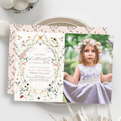 リトルバタフライワイルドフラワービーフォト誕生日 招待状