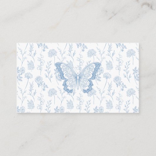 リトルバタフライ男の赤ちゃんシャワーおむつラッフル エンクロージャーカード (裏面)