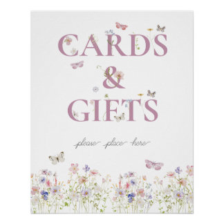 リトルバタフライ1st誕生日カードとギフトサイン ポスター