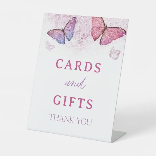 リトルバタフライ1st誕生日カードとギフトサイン 台座サイン (正面)