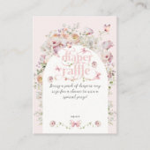 リトルバターフライ赤面ピンクフローラガールベビーシャワー エンクロージャーカード (正面)