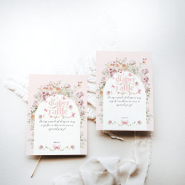 リトルバターフライ赤面ピンクフローラガールベビーシャワー エンクロージャーカード