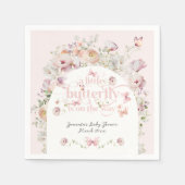 リトルバターフライ赤面ピンクフローラガールベビーシャワー スタンダードカクテルナプキン (正面)