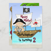 リトルバッカニエ誕生日海賊招待状 招待状 (正面/裏面)