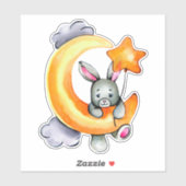 リトルバニーかわいい動物オレンジグレーシール シール (シート)