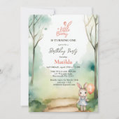 リトルバニーが1つの水の色の誕生日を回している 招待状 (正面)
