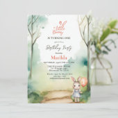 リトルバニーが1つの水の色の誕生日を回している 招待状 (スタンド正面)