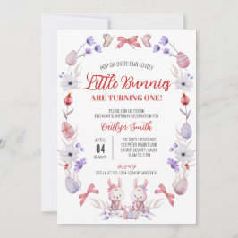 リトルバニーが1ターン、フローラツインズ誕生日 招待状