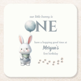 リトルバニーが1ブルーボーイズ1歳の誕生日を飾る スクエアペーパーコースター