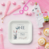 リトルバニーが1ブルーボーイズ1歳の誕生日を飾る ペーパープレート (パーティー)