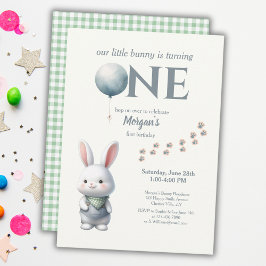 リトルバニーが1ブルーボーイズ1歳の誕生日を飾る 招待状