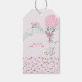リトルバニーとバルーンその女の子ピンク ギフトタグ (正面)